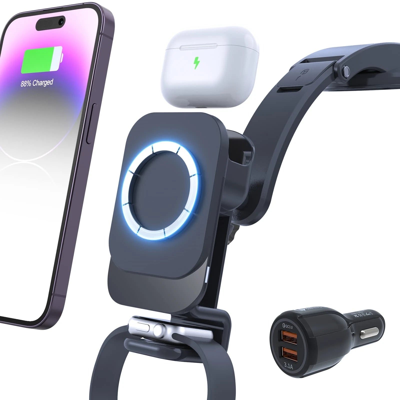 Gearyx Frost — Qi2 25W MagSafe Car Mount with Active Cooling — view 4