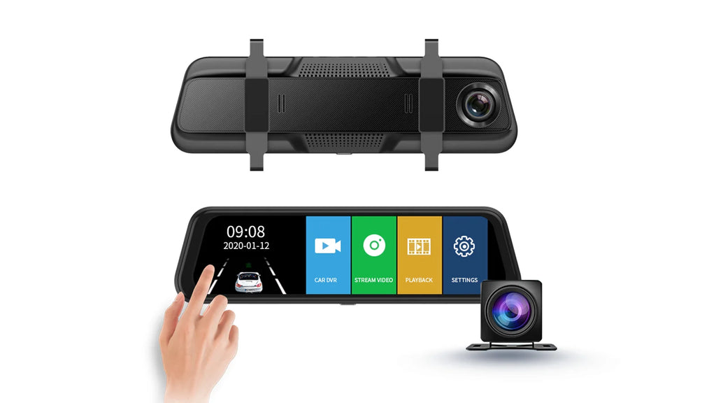 Gearyx Vision Mirror — 10" Rearview Mirror Dash Cam (Front + Rear)