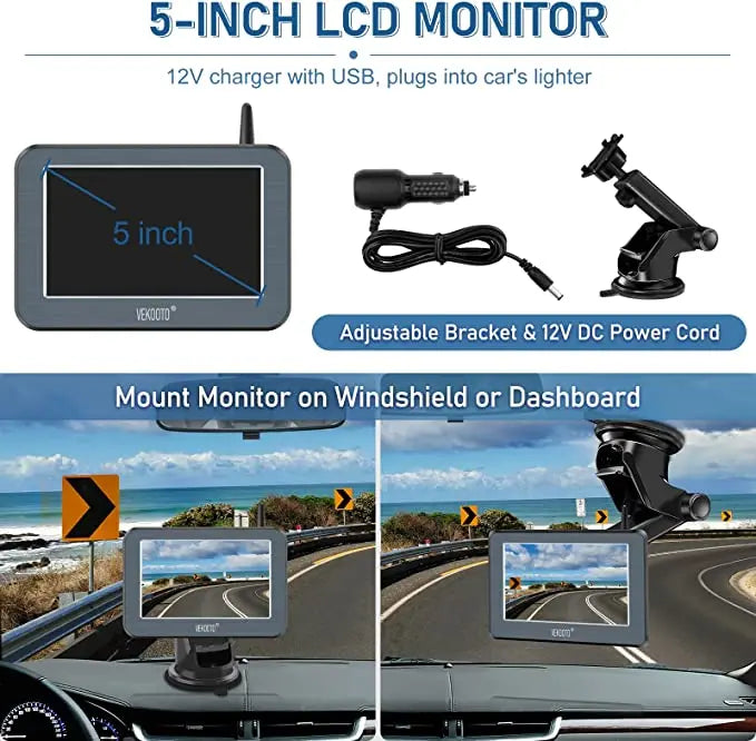 Gearyx Rear — Solar Wireless Reversing Camera + 5" Monitor — view 4