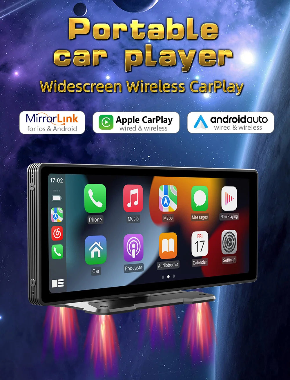 Gearyx Drive Screen — 9" Wireless CarPlay & Android Auto Display for Any Car