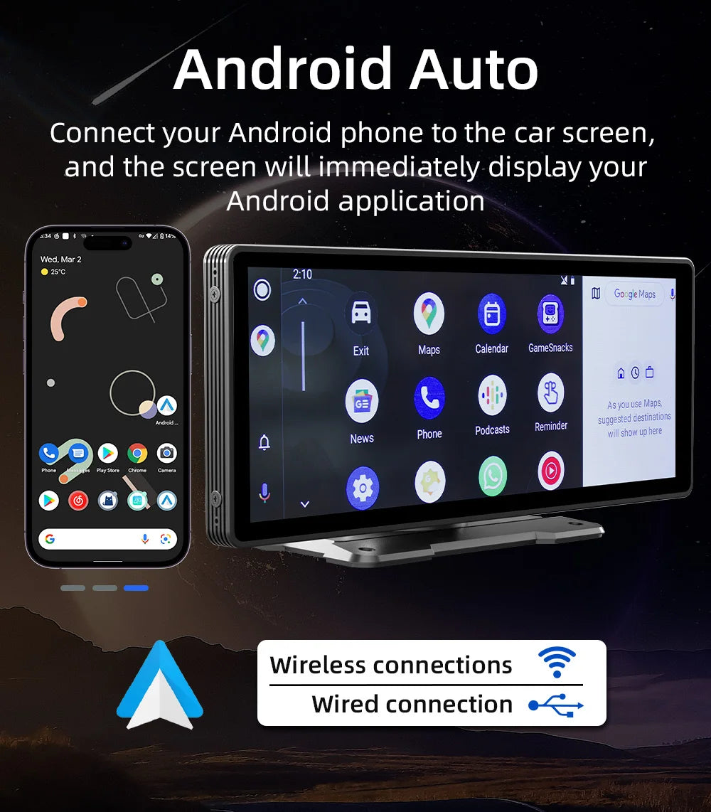 Gearyx Drive Screen — 9" Wireless CarPlay & Android Auto Display for Any Car — view 2