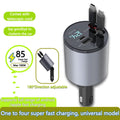 Gearyx Reel — 4-in-1 Retractable Car Charger (2 Cables + 2 Ports)