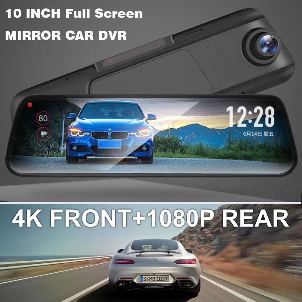 Gearyx Vision Mirror — 10" Rearview Mirror Dash Cam (Front + Rear)