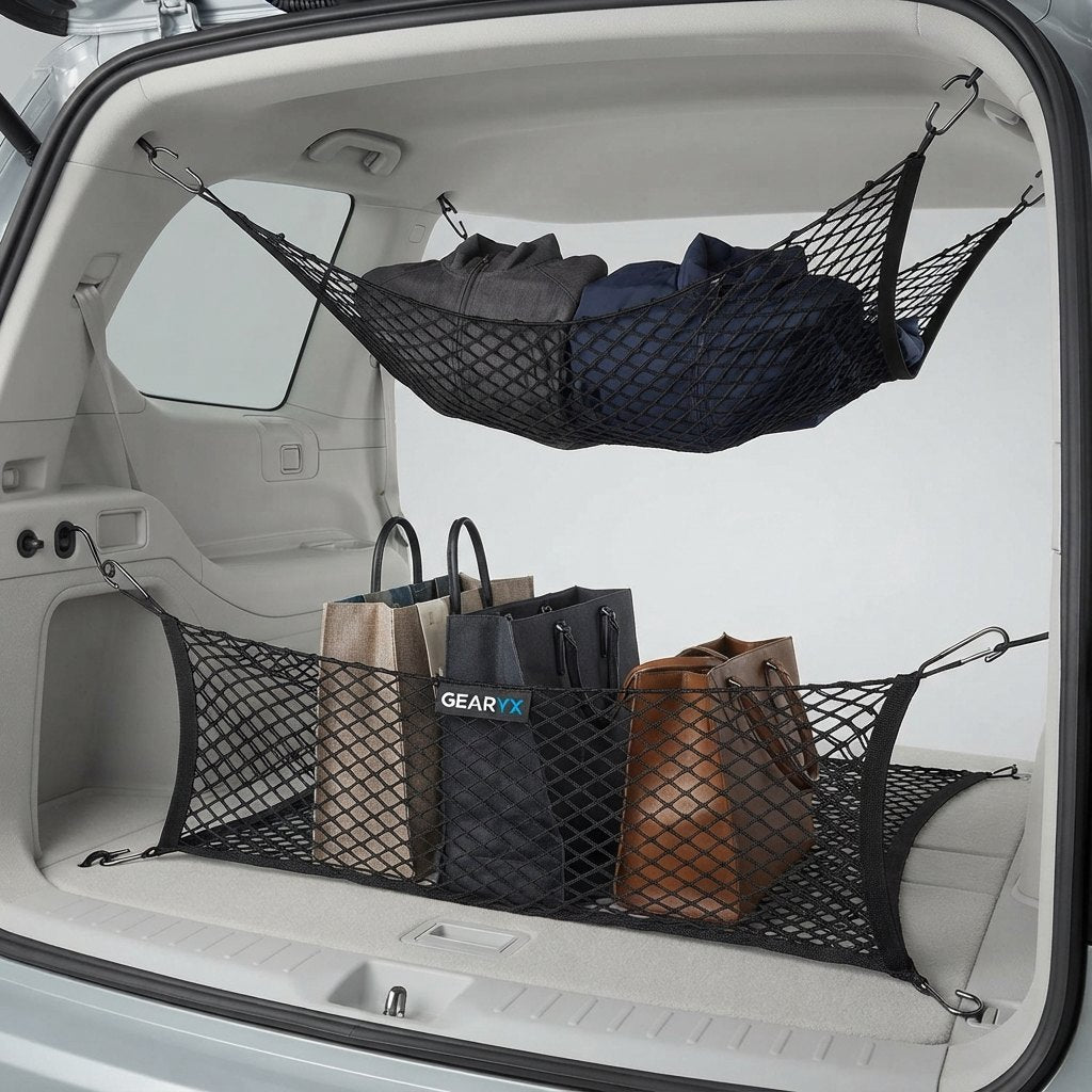 Gearyx Net — Trunk Cargo Net & Ceiling Storage (2-Pack)