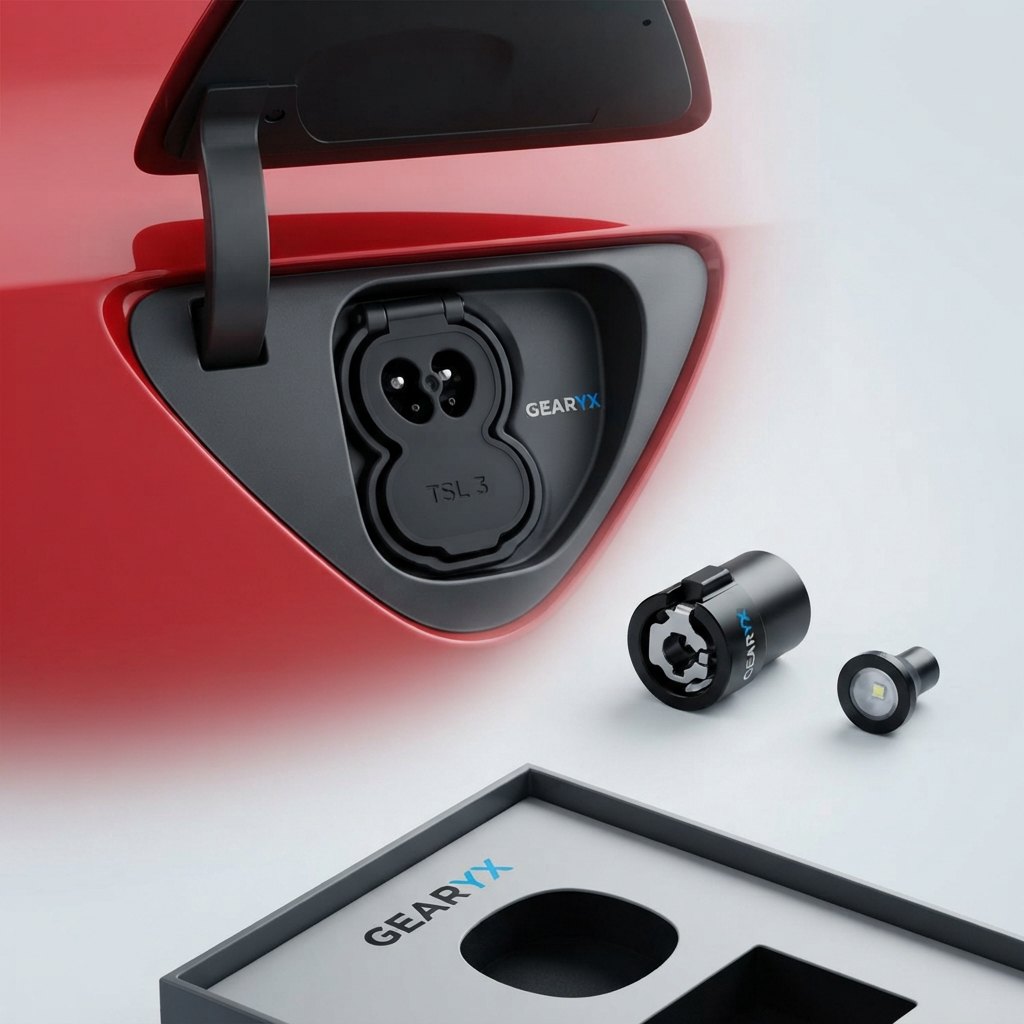 Gearyx EV Port Kit — Charge Port Cover + Adapter Lock + Port LED