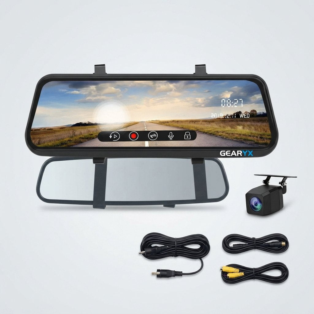 Gearyx Vision Mirror — 10" Rearview Mirror Dash Cam (Front + Rear)