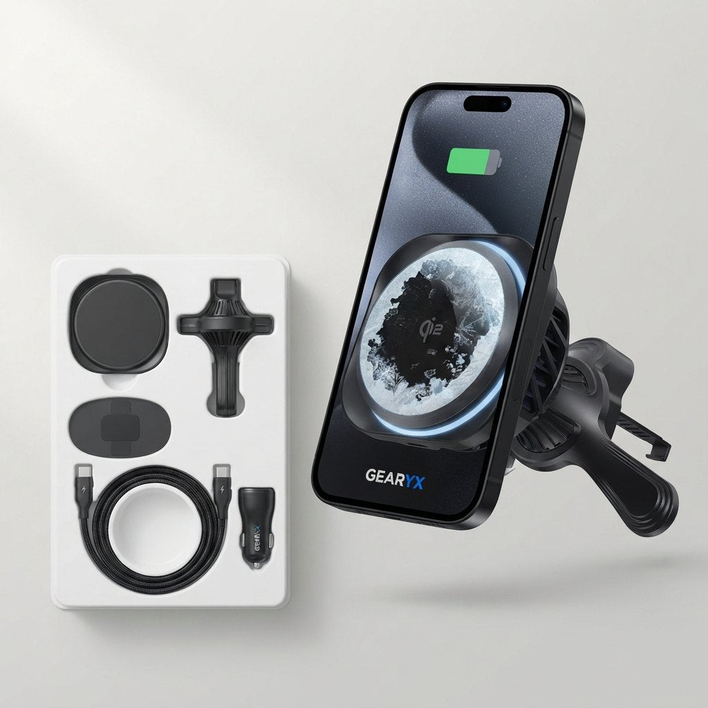 Gearyx Frost — Qi2 25W MagSafe Car Mount with Active Cooling