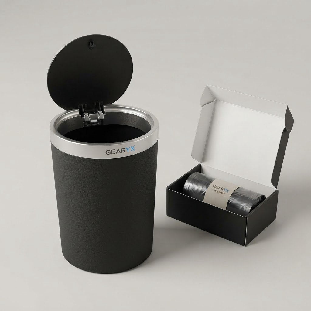 Gearyx Bin — Car Trash Can with Lid & Liners