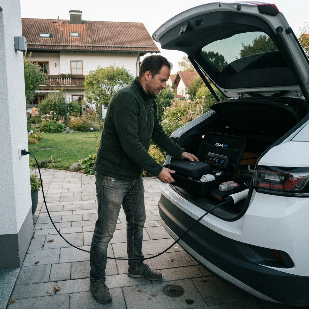 Gearyx Charge Lite — Travel EV Charger 16A (Dual Voltage)