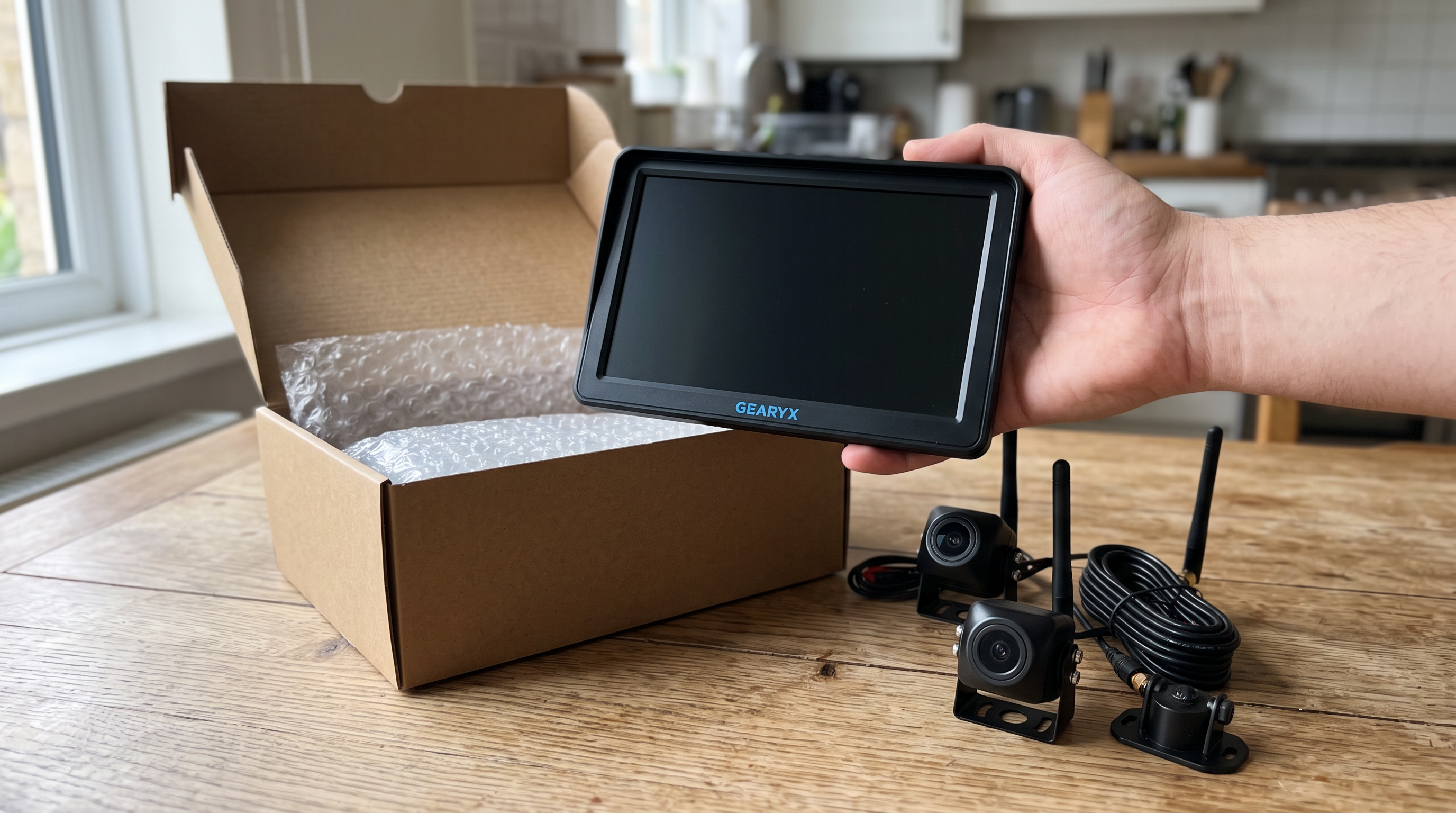 Gearyx Rear Pro unboxed - monitor and wireless cameras
